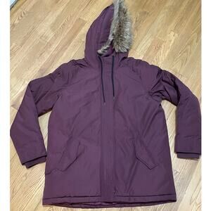 Old Navy Maroon Hooded Faux-Fur‎ Trim Full Zip Winter Coat Parka Women's Large